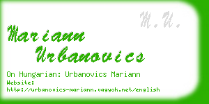 mariann urbanovics business card